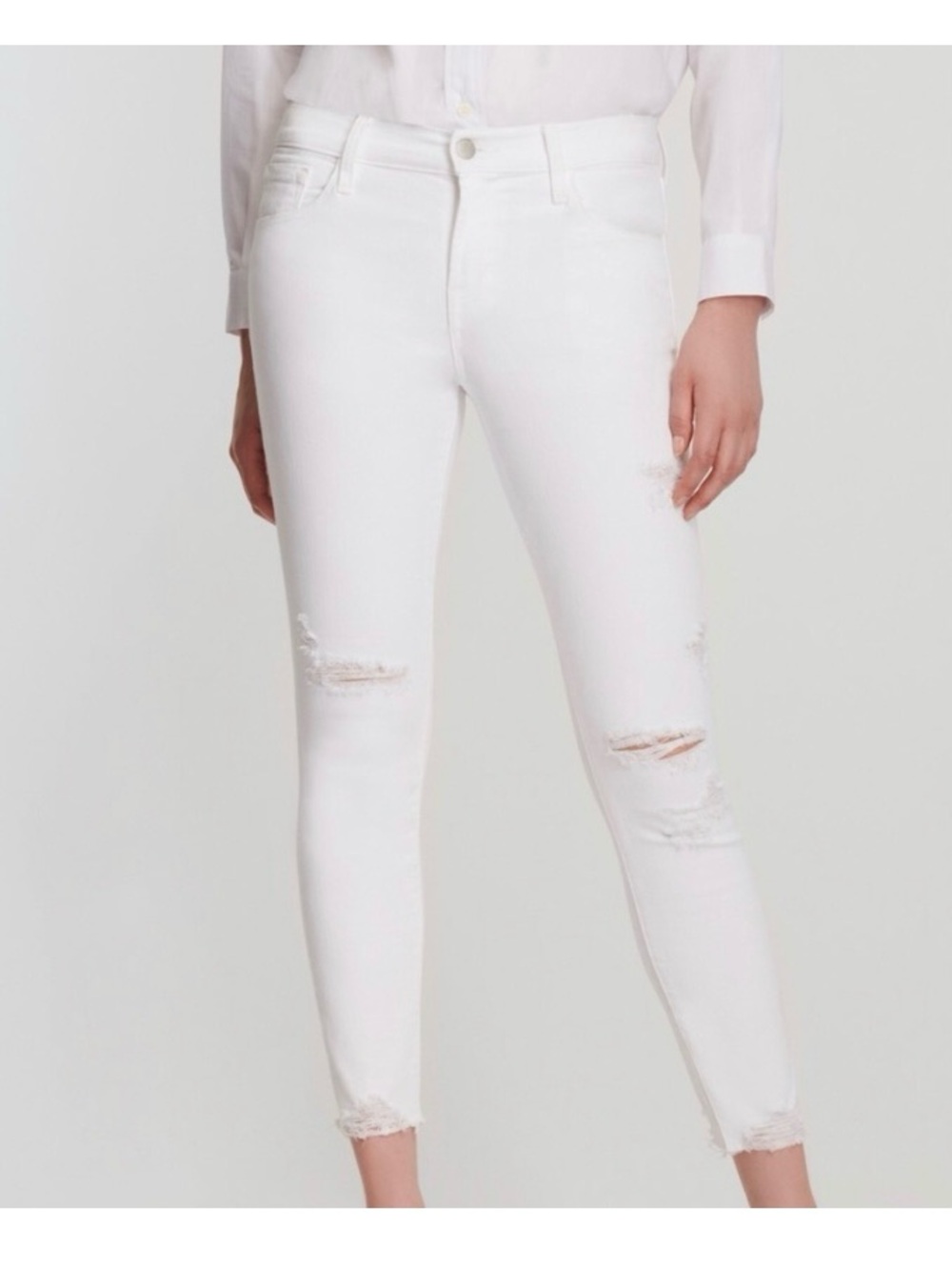 J Brand Women’s Zealous Mid Rise Crop Skinny Jeans White Denim New
